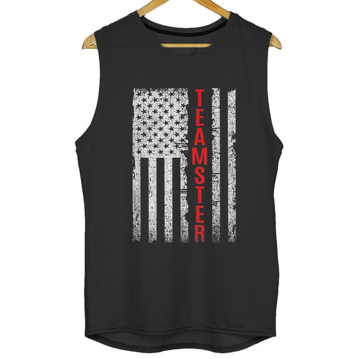 Teamster Proud American Flag Distressed Men Tank Top