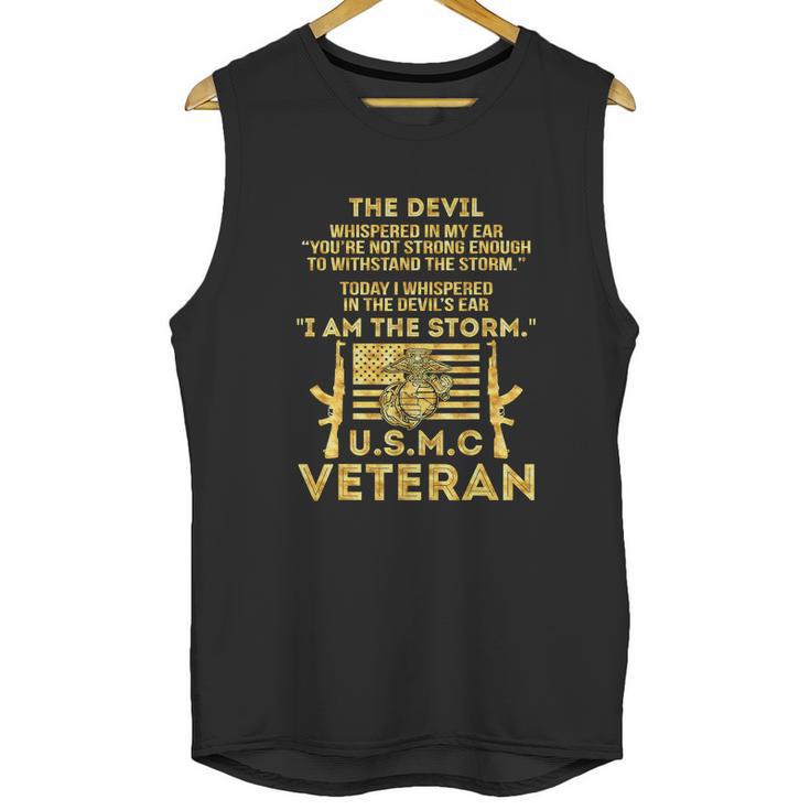 U S M C Veteran I Am The Storm Gold Foil Effect Graphic Design Printed Casual Daily Basic Men Tank Top