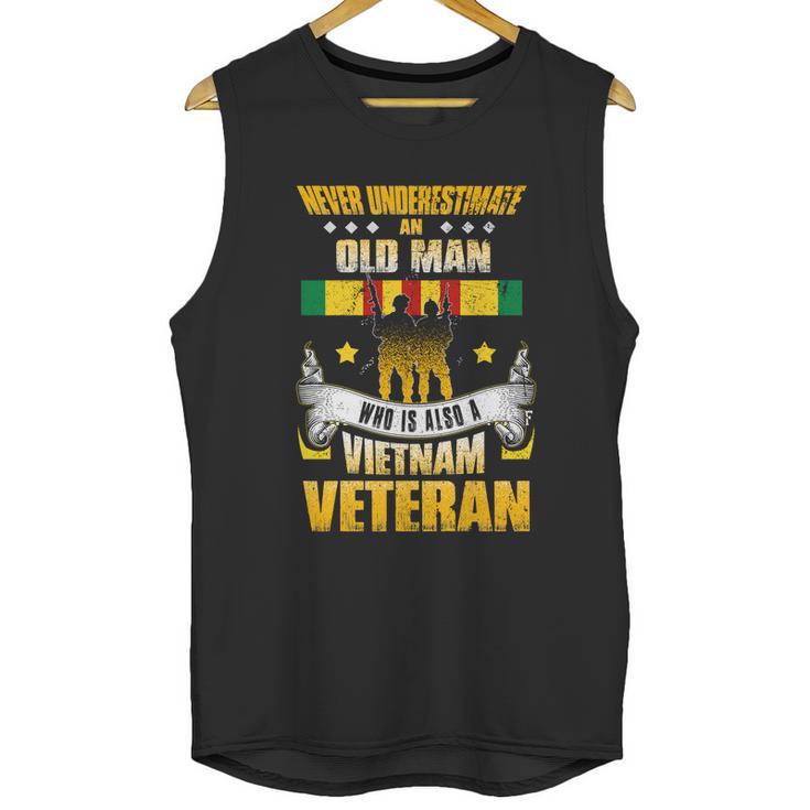 Never Underestimate An Old Who Is Also A Vietnam Veteran Gift Graphic Design Printed Casual Daily Basic Men Tank Top