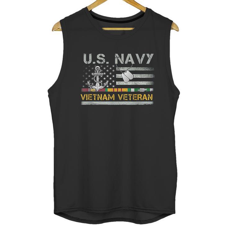 Us Navy Vietnam Veteran Usa Flag Vietnam War Men Tank Top