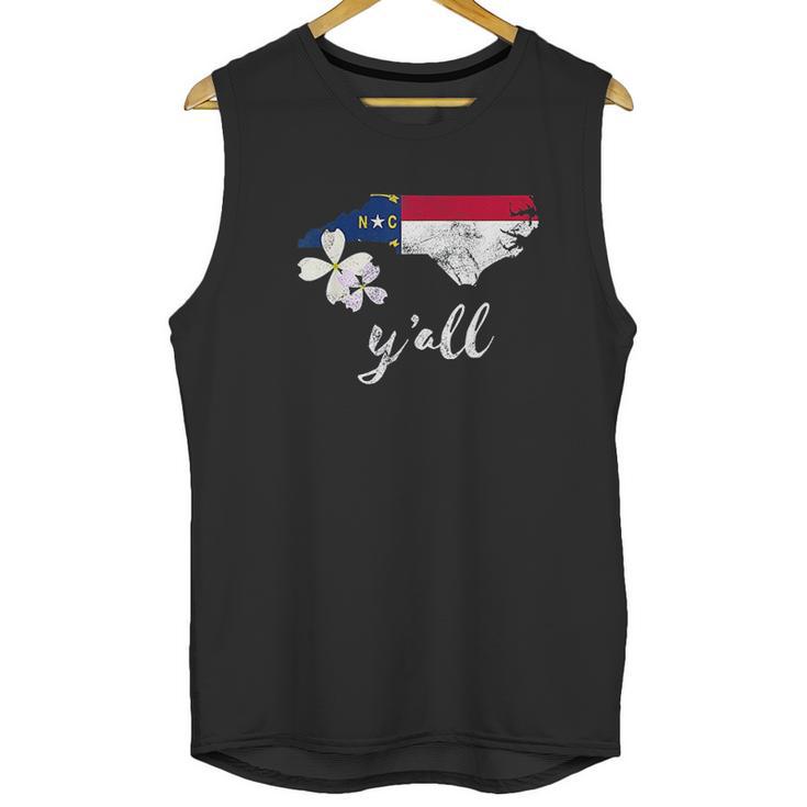 Vintage State Of North Carolina Yall Flag Dogwood Men Tank Top