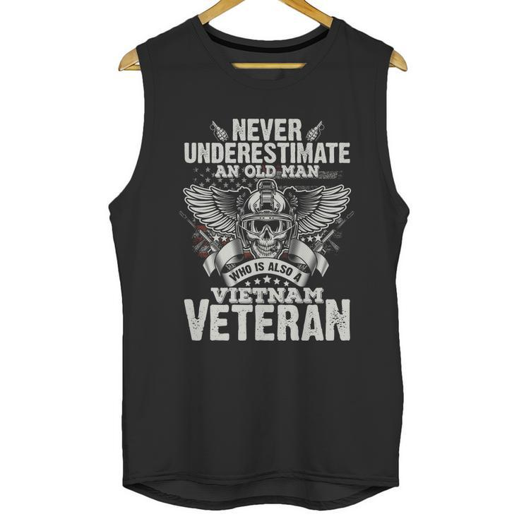 Vintage Us Flag Vietnam Veteran Fathers Day Grandfather Gift Graphic Design Printed Casual Daily Basic Men Tank Top