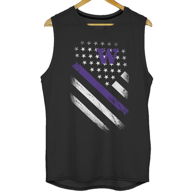 Washington Huskies American Flag Men Tank Top