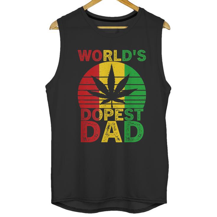 Worlds Dopest Dad Vintage Weed Leaf Cannabis Marijuana Men Tank Top