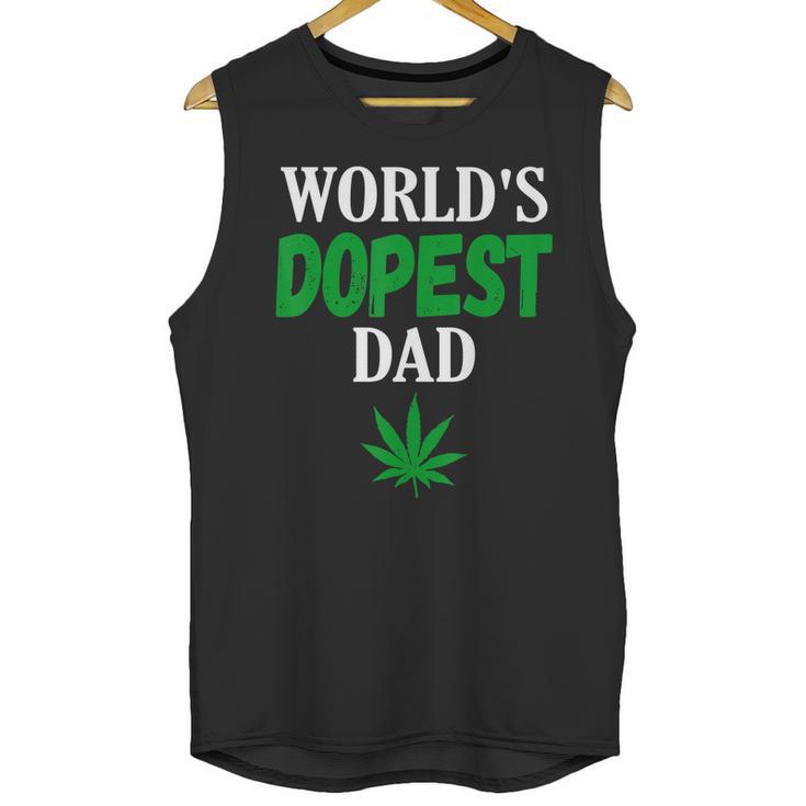 Worlds Dopest Dad Weed Marijuana Cannabis Funny Leaf T-Shirt Men Tank Top