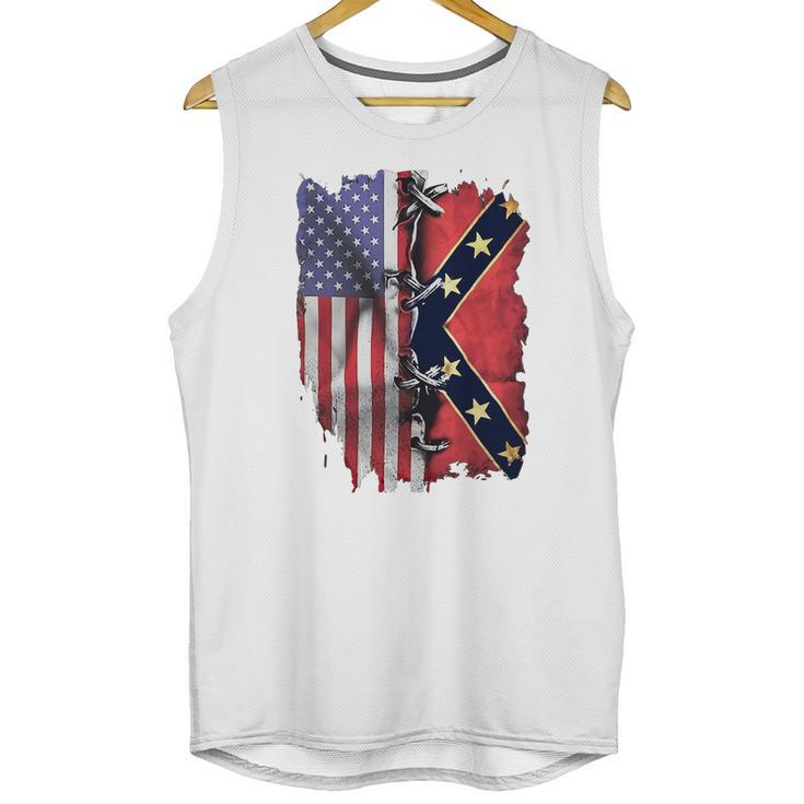 America Flag Confederate Battle Flag Shirt Men Tank Top
