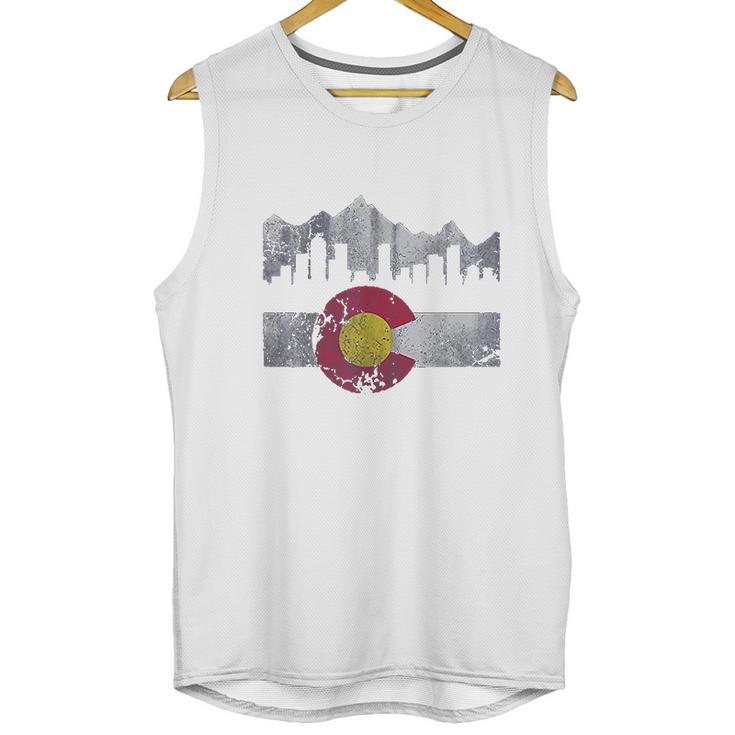 Colorado Flag Skyline Vintage Faded Home Love Vacation Men Tank Top