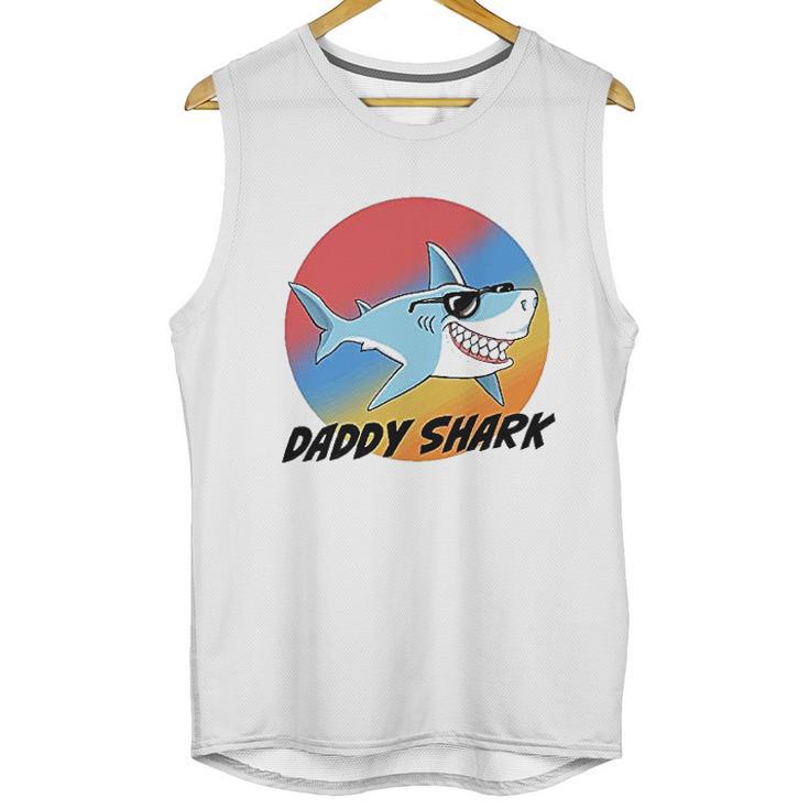 Daddy Shark With Sunglasses And Vintage Sunset Men Tank Top