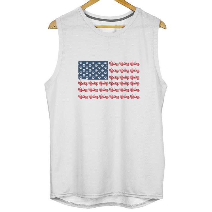 Jeeps And Paw Dog American Flag 4Th Of July Independence Day H Men Tank Top