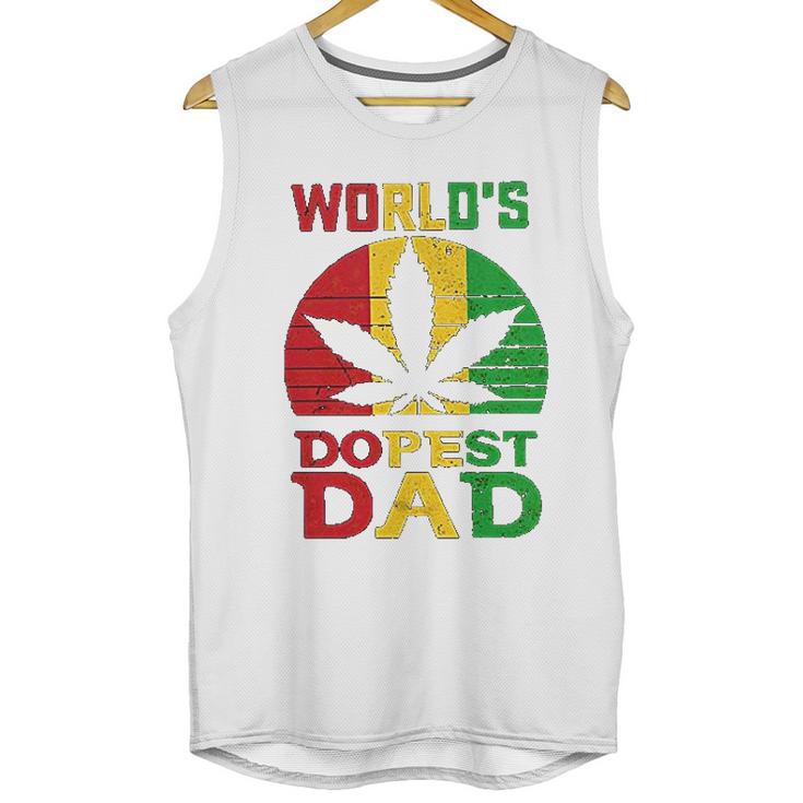 Weed Worlds Dopest Dad Funny Leaf Cool Vintage Men Tank Top