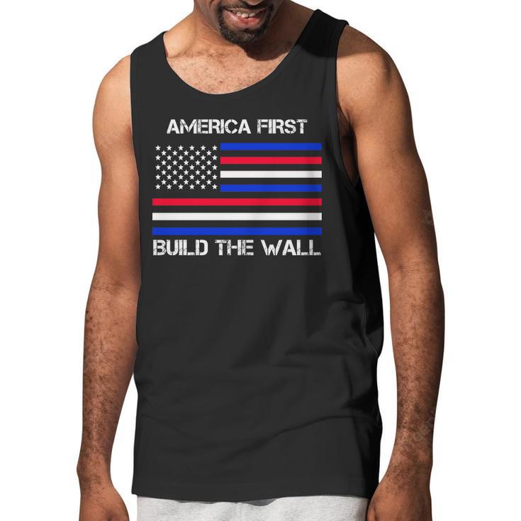 America First Build The Wall Flag Men Tank Top