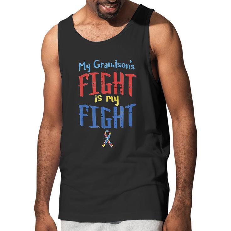 Autism Awareness Autistic Grandsons Fight Grandparent Men Tank Top