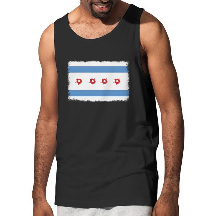 Bullet Hole Chicago Flag T-Shirts Men Tank Top