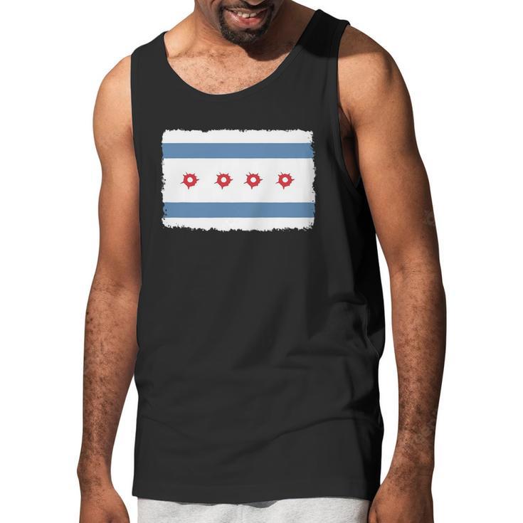 Bullet Hole Chicago Flag T-Shirts Men Tank Top