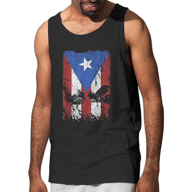 Cock Fight Gallos Gallero Fighting Rooster Puerto Rico Flag Men Tank Top