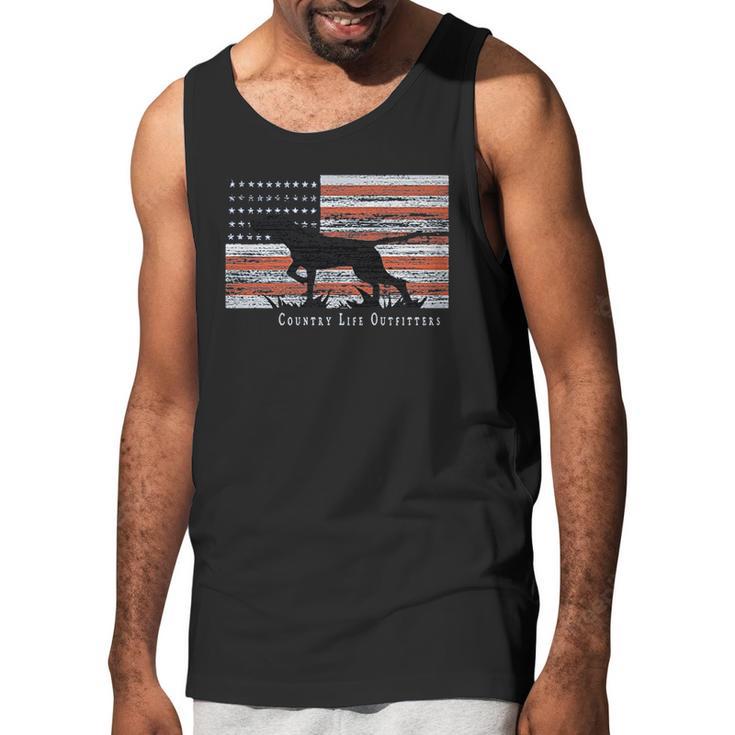 Country Life Outfitters Pointer Dog American Flag Men Tank Top