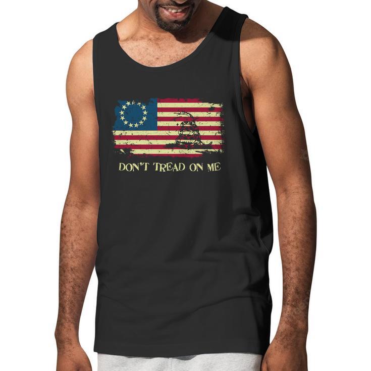 Dont Tread On Me Vintage Usa American Flag Distressed Men Tank Top