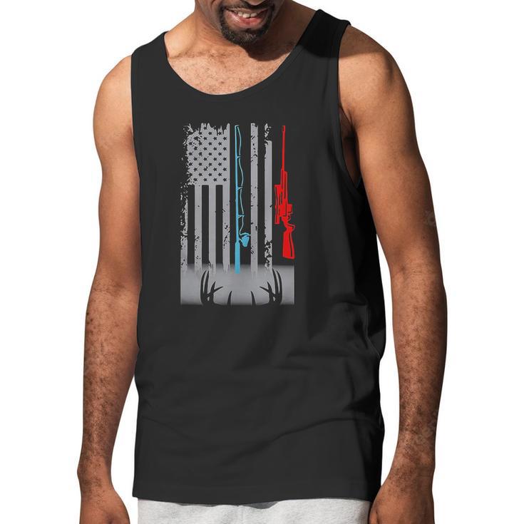 Fishing Rod Hunting Rifle America Flag Shirt Men Tank Top