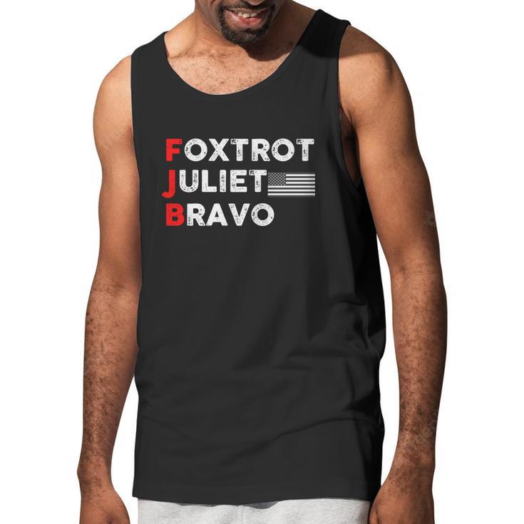 Foxtrot Juliet Bravo American Flag Black And White Fjb Fuck Joe Biden Men Tank Top