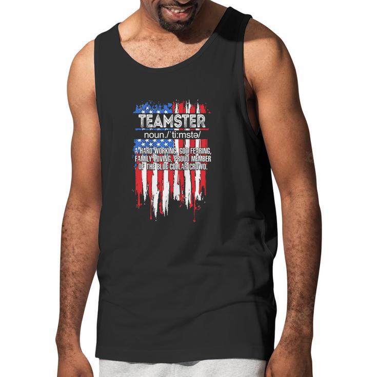 Funny Fathers Day Usa Flag Teamster Definition Graphic Design Printed Casual Daily Basic Men Tank Top