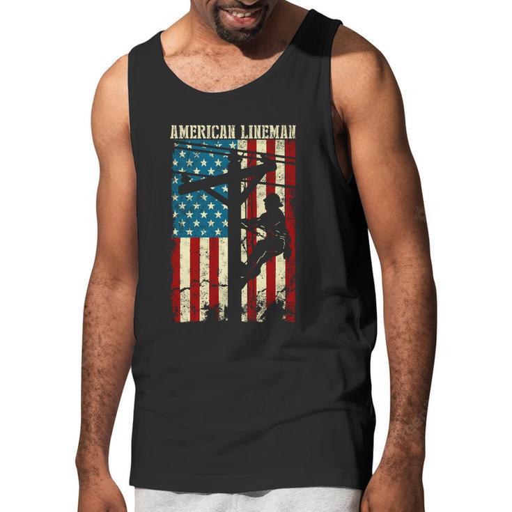 Line American Flag Electric Cable Gift Patriotic Line Gift Men Tank Top