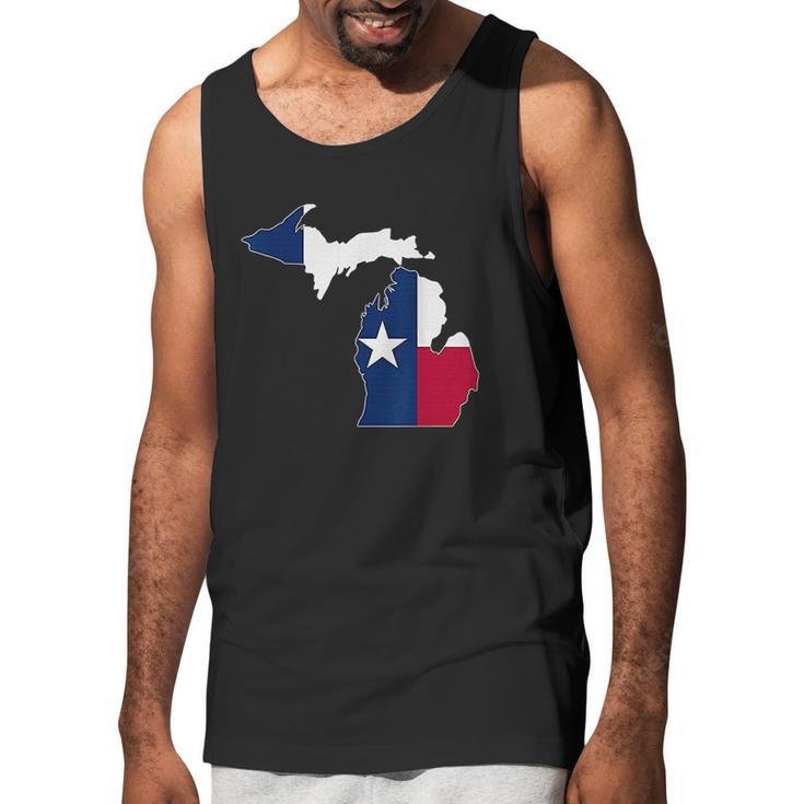 Michigan State Map Texas Flag Men Tank Top