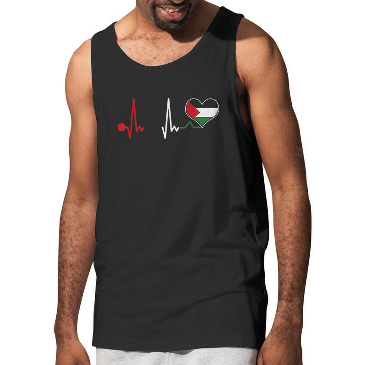 Palestine Flag Proud Palestinian Heartbeat Men Tank Top