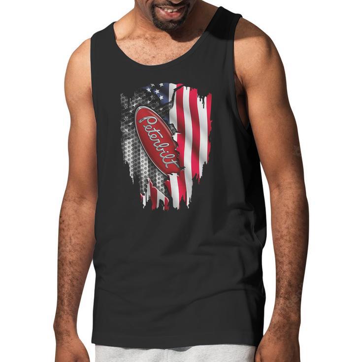 Peterbilt Logo Red Design Usa Flag American Independence Day Truck Fans Patriots Shirts Men Tank Top