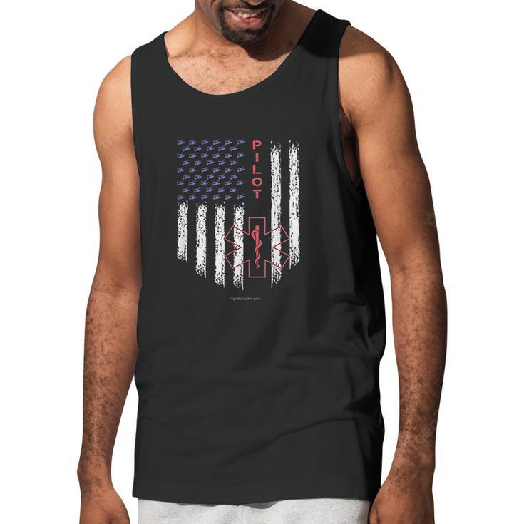 Pilot Ems Helicopter Star Of Life American Flag Men Tank Top