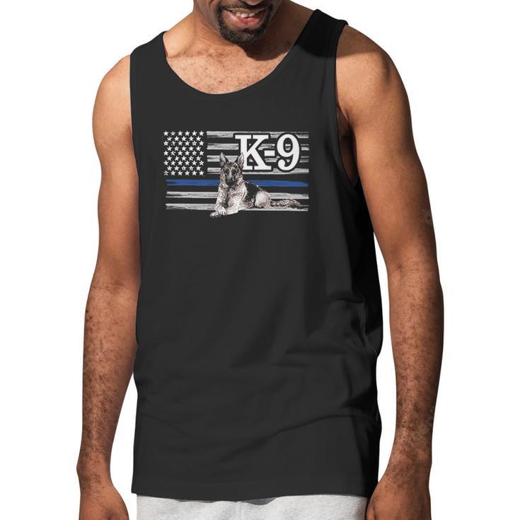 Police K9 Unit Thin Blue Line Flag German Shepherd Men Tank Top