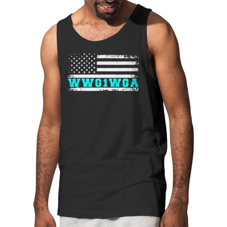 Qanon Apparel Wwg1wga Us Flag Retro Q Anon Men Tank Top