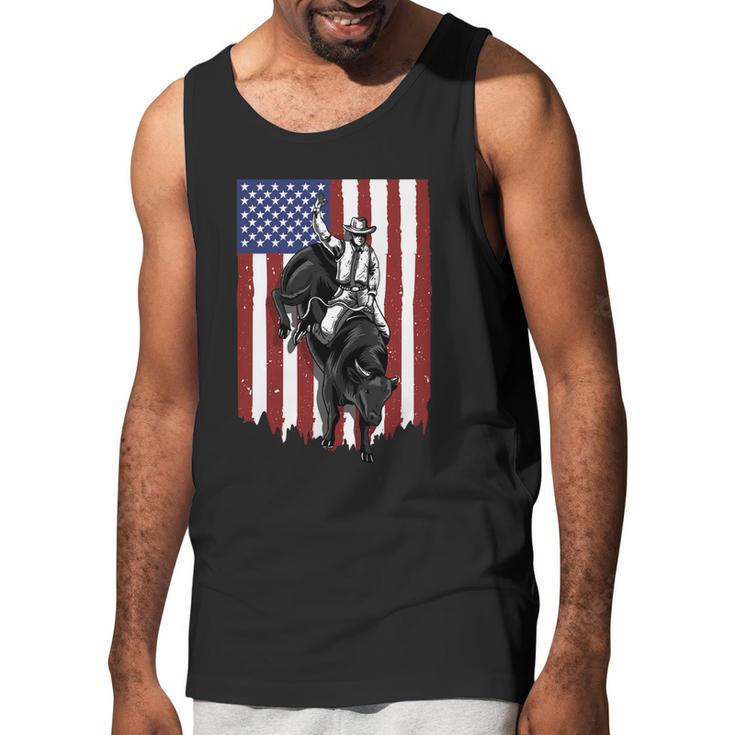 Rodeo Bull Rider Patriotic American Usa Flag For Cowboys Cute Gift Men Tank Top