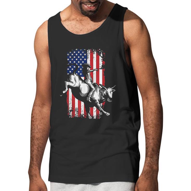 Rodeo Bull Rider Patriotic American Usa Flag For Cowboys Men Tank Top