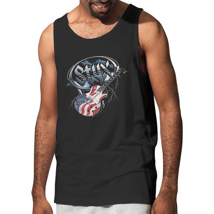 Styx Tall American Flag Guitar Men Tank Top