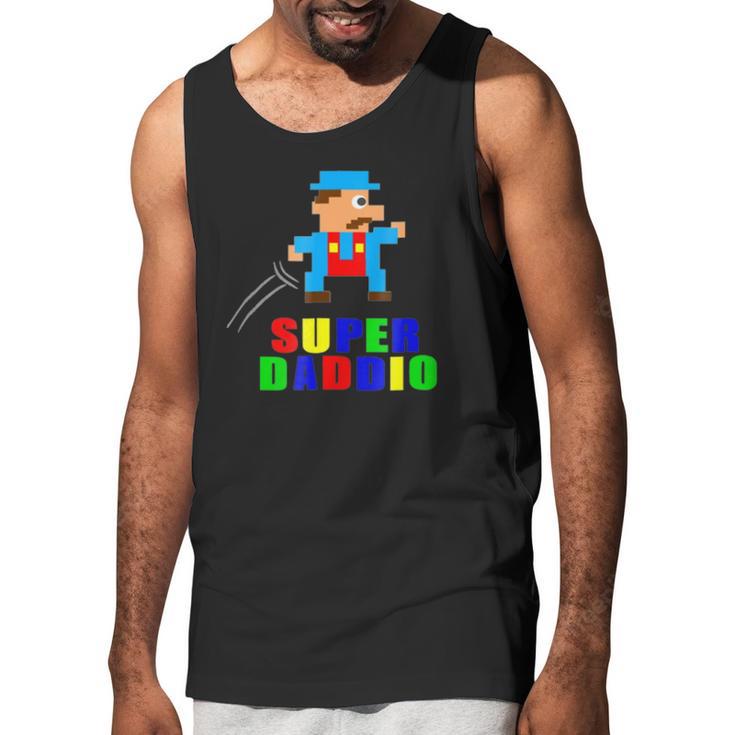 Mens Super Daddio Fathers Day Video Game Action Figure Arcade Tee Men Tank Top