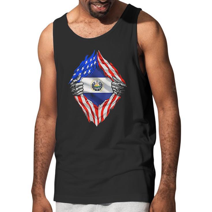 Super Salvadoran Heritage El Salvador Roots Usa Flag Men Tank Top