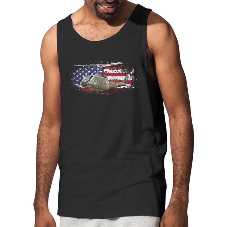 Uh1 Huey Helicopter American Flag Usa Pilot Vietnam Veteran Graphic Design Printed Casual Daily Basic Men Tank Top