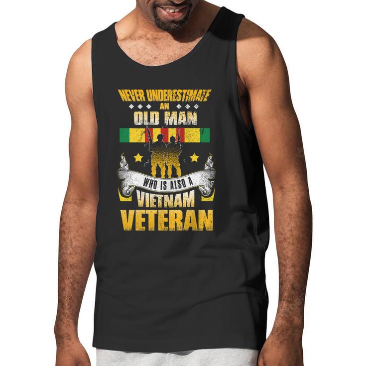 Never Underestimate An Old Who Is Also A Vietnam Veteran Gift Graphic Design Printed Casual Daily Basic Men Tank Top