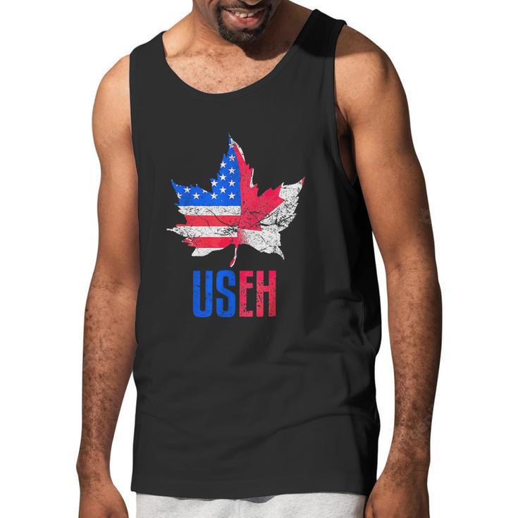 Useh Leaf Canadian American Flag Canada Usa Patriotic Men Tank Top