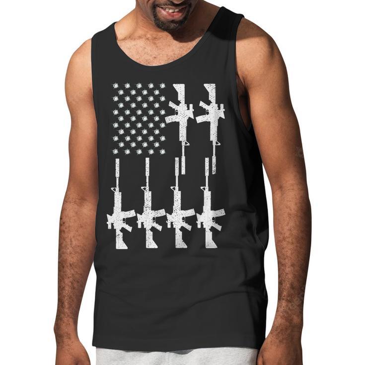 Vintage American Gun Rifle Usa Flag Men Tank Top