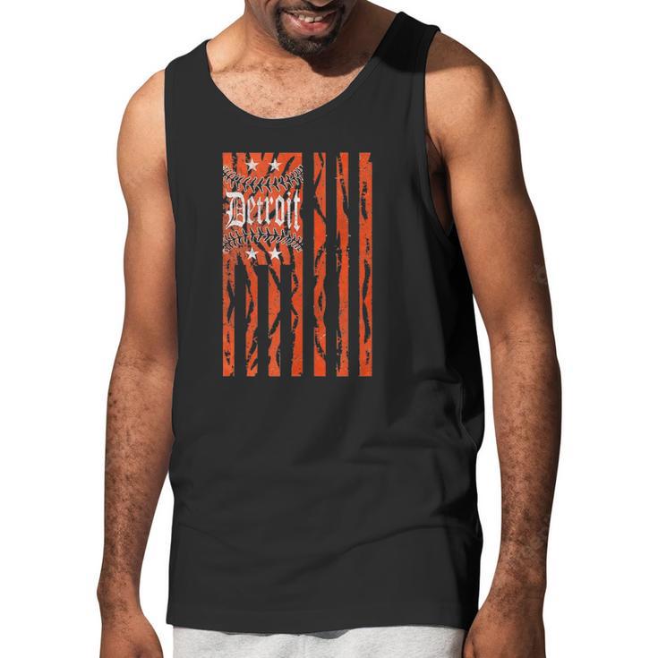 Vintage Detroit Baseball Flag With Tiger Stripes Men Tank Top