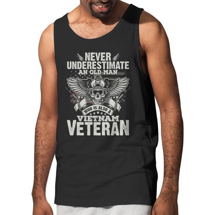 Vintage Us Flag Vietnam Veteran Fathers Day Grandfather Gift Graphic Design Printed Casual Daily Basic Men Tank Top