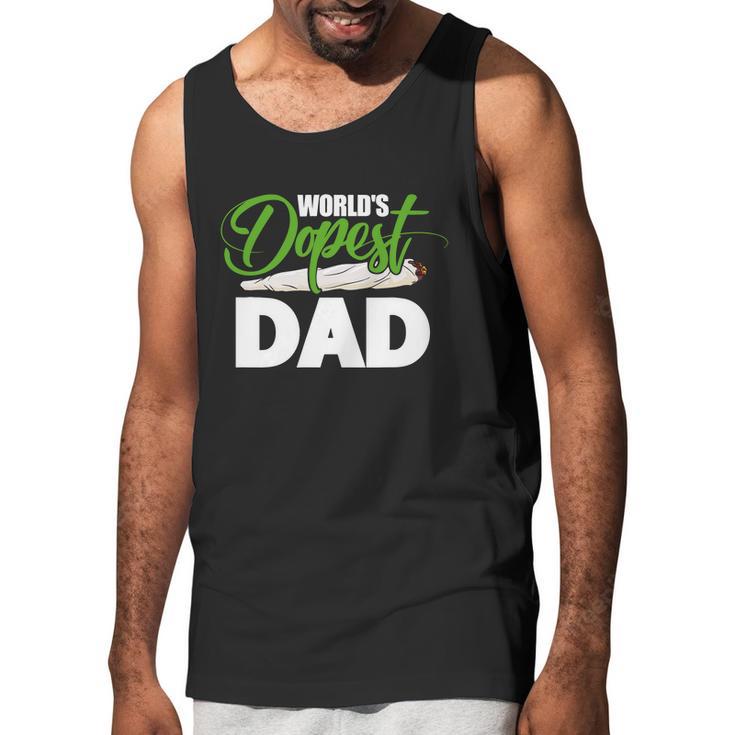 Weed Worlds Dopest Dad Funny Leaf Fashion Graphic Design Printed Casual Daily Basic Men Tank Top