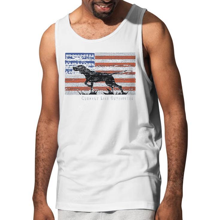 Country Life Outfitters Pointer Dog Americaan Flag Men Tank Top