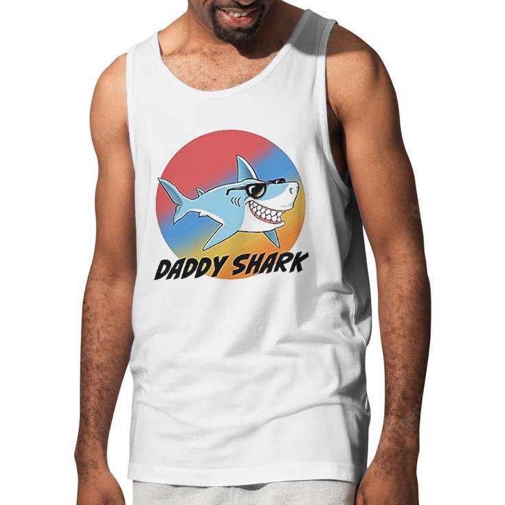 Daddy Shark With Sunglasses And Vintage Sunset Men Tank Top