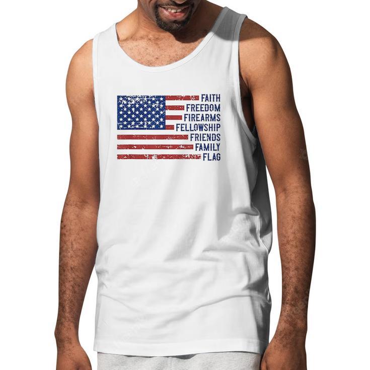 Faith Freedom Firearms Fellowship Friends Family Flag Men Tank Top