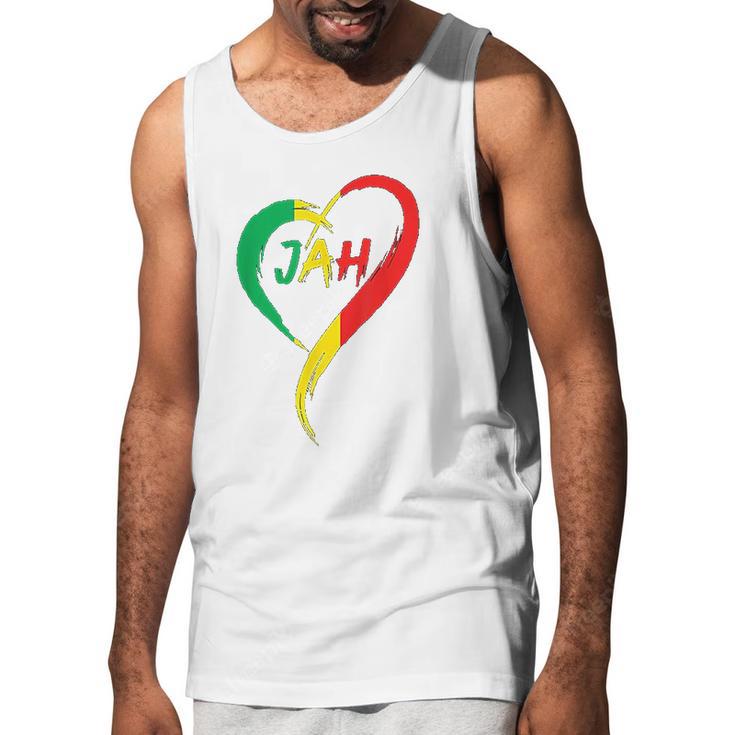 Love Jah Print Rasta Reggae Flag Heart Gift For Rastafarians Men Tank Top