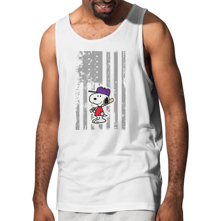 Snoopy Playing Baseball Snoopy Usa Flag T-Shirt Men Tank Top