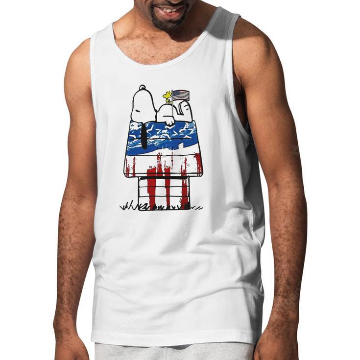 Snoopy Woodstock House American Flag 4Th Of July Independence Day Shirt Men Tank Top