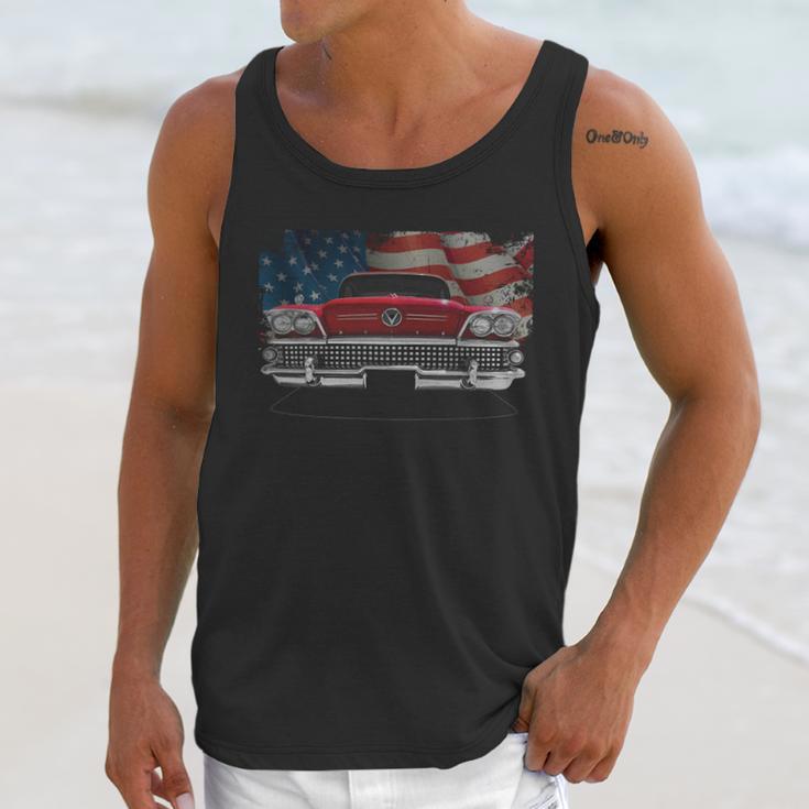 1958 Buick Front Red Us Flag Men Tank Top